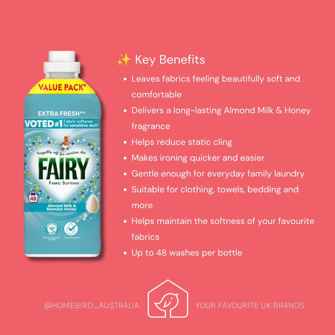 Fairy Fabric Conditioner - Almond Milk and Honey - 48w - Pre order now for Mid August Shipping