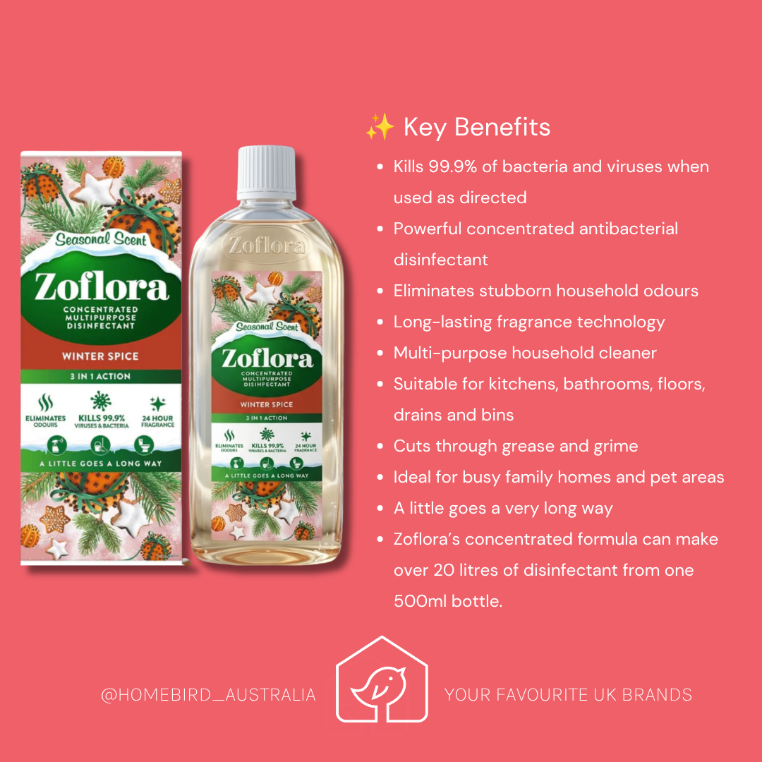 Zoflora Concentrate Disinfectant - Winter Spice 500ml Benefits