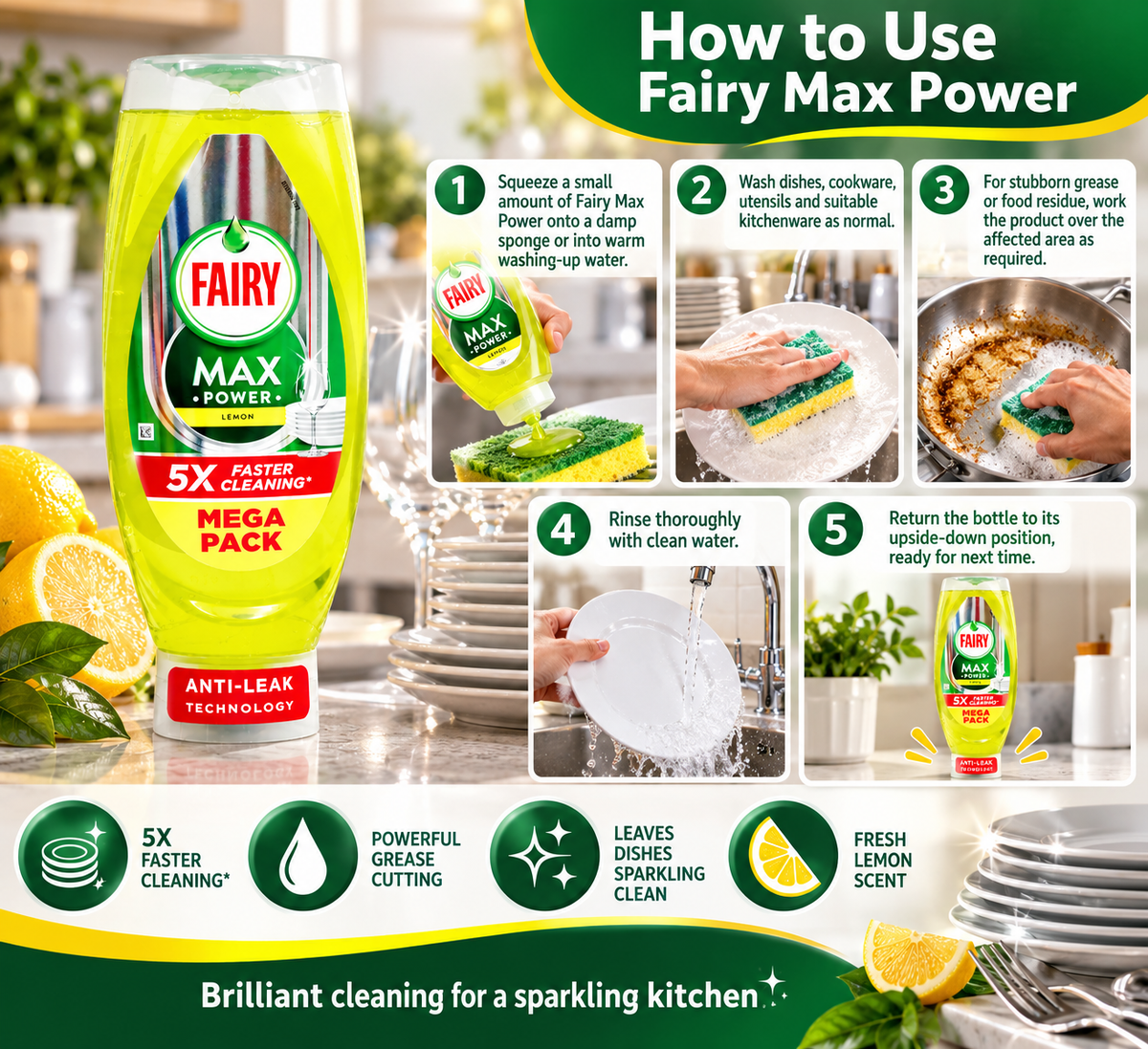 Fairy Max Power - Lemon - 730ml