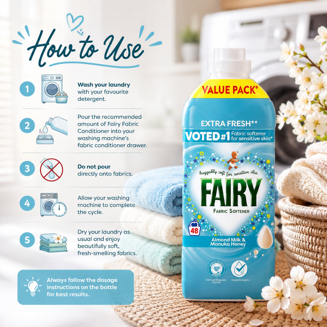 Fairy Fabric Conditioner - Almond Milk and Honey - 48w