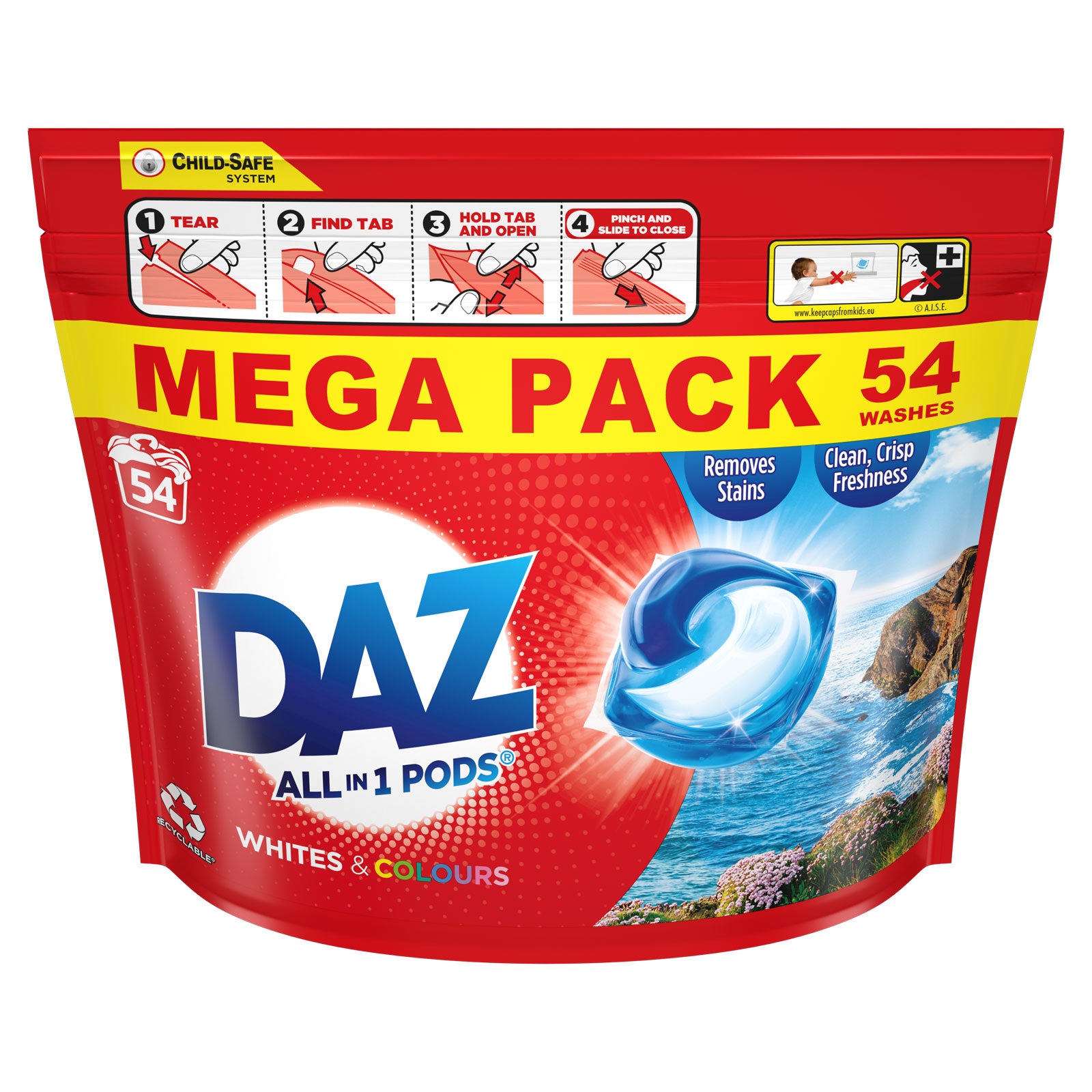 Daz all in one Pods liquid for Whites and Colours (54w)