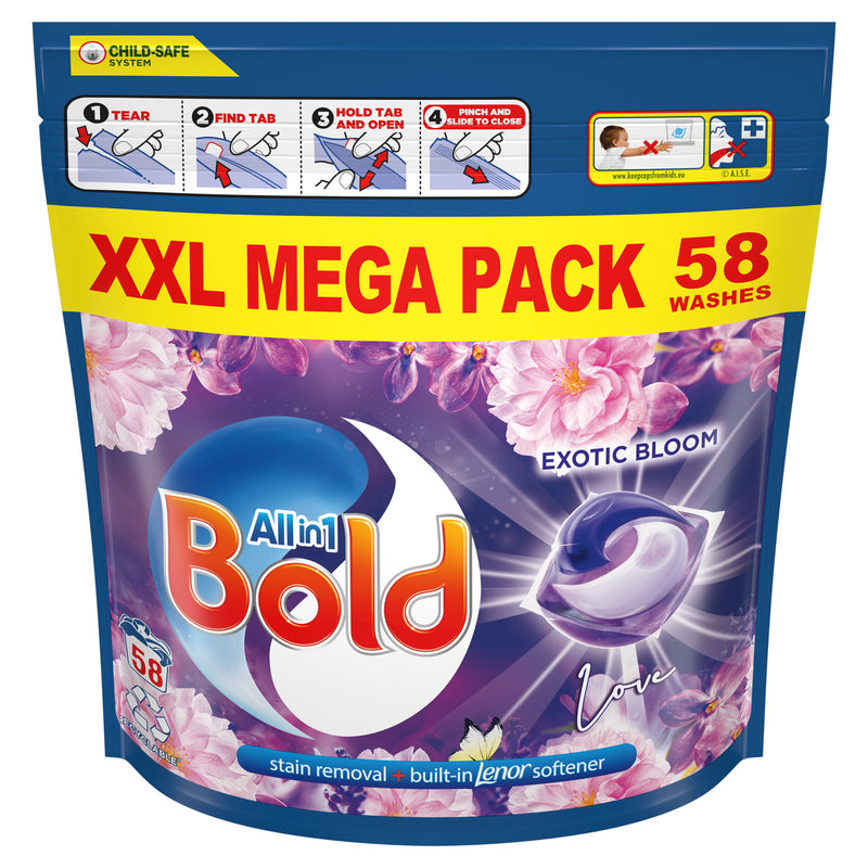 Bold All In One Gel Pods Exotic Bloom - Large pack - 58 Washes