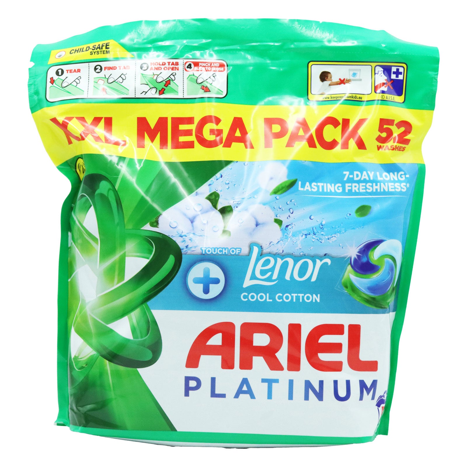 Ariel Platinum Mega Pack - Cool Cotton - 52w - Pre order for Mid Feb Shipping