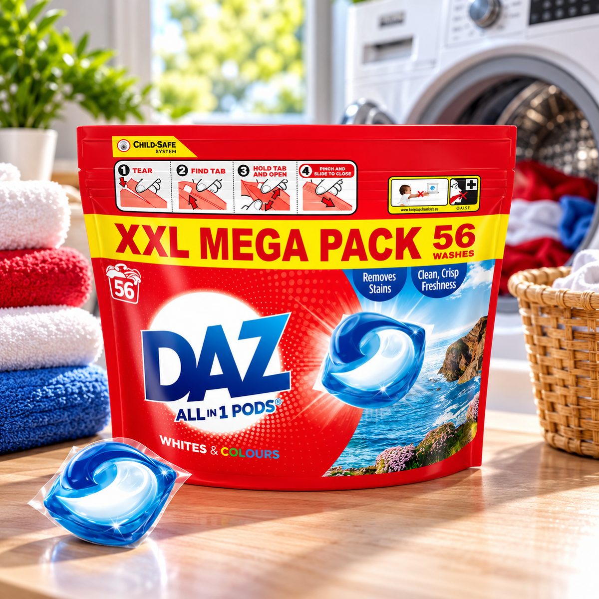Daz Laundry Pods - Mega pack (56w) - whites & colours