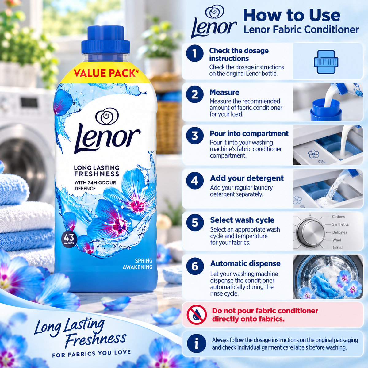 Lenor Spring Awakening Fabric Conditioner – 43 Washes | 1.419L