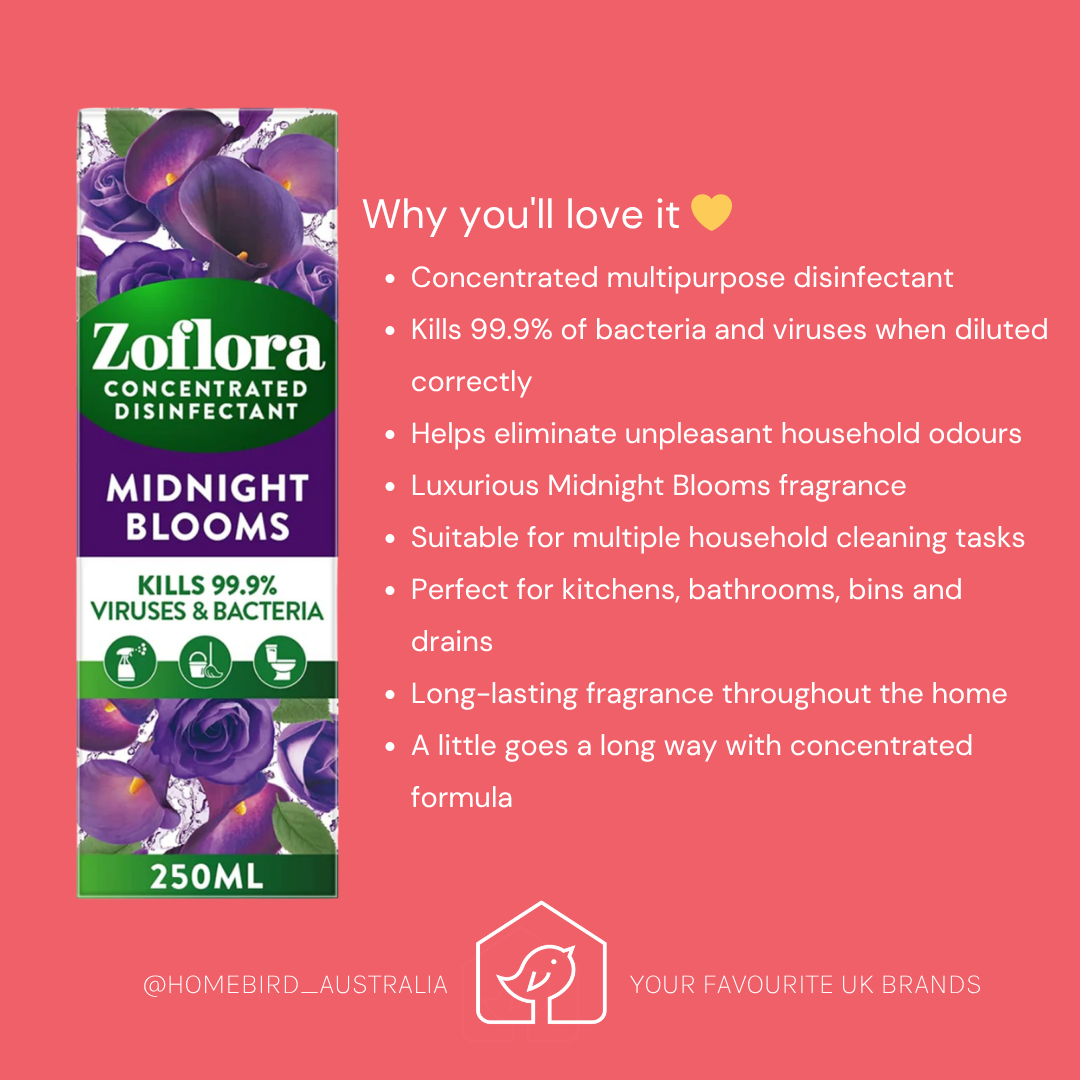 Zoflora Disinfectant - Midnight Blooms -250ml Benefits