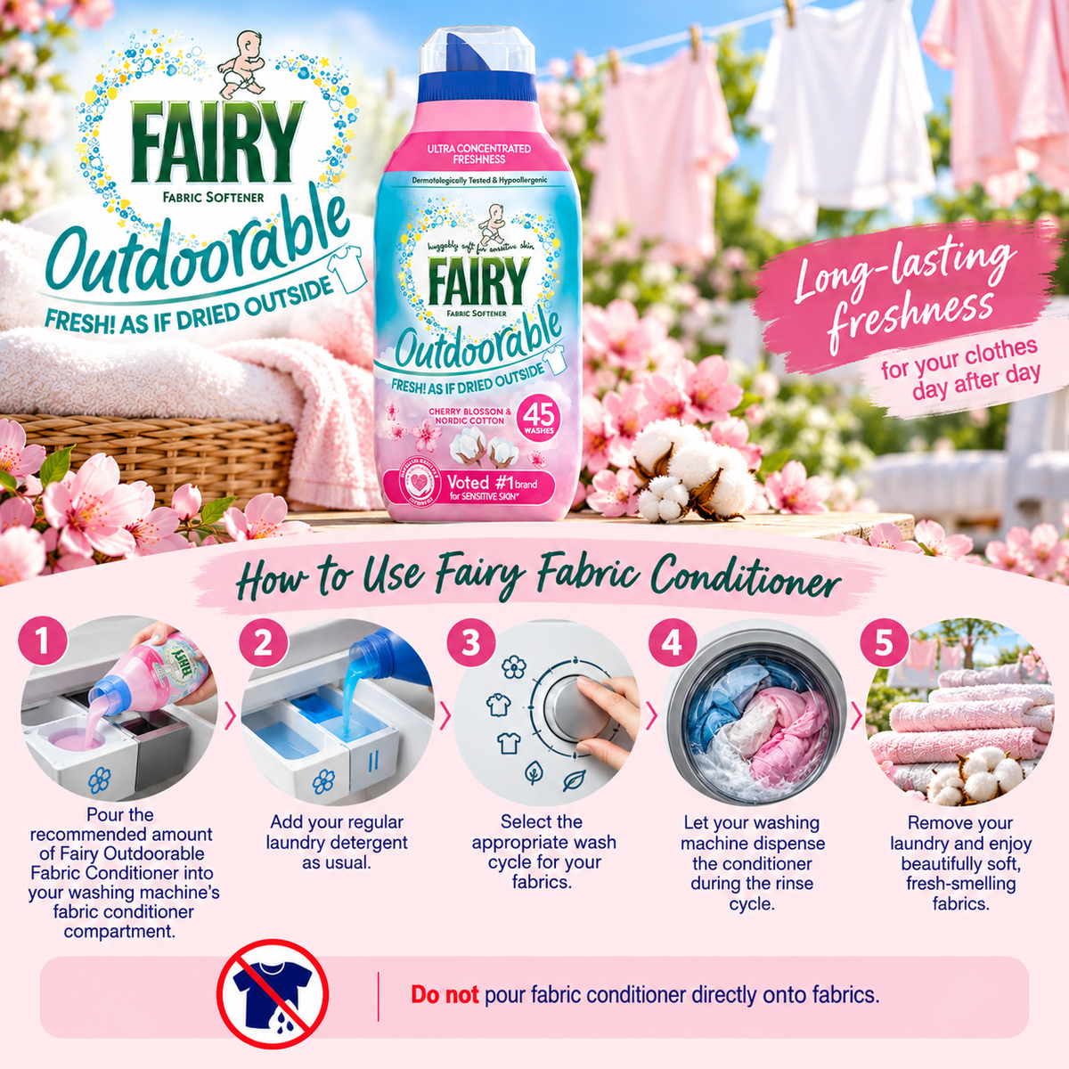 Fairy Outdoorable - Cherry Blossom and Nordic Cotton - 45w