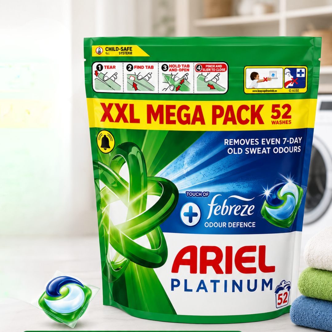 Ariel Platinum Pods – With Febreze Odour Defence – 52 Washes
