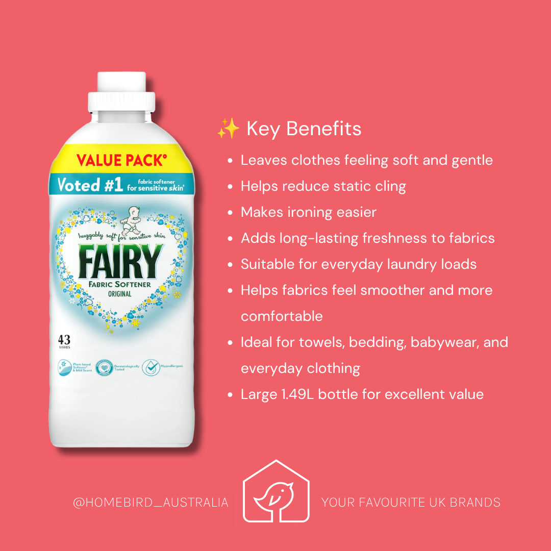 Fairy Fabric Conditioner - Original - large 43w (1.49ltr) benefits