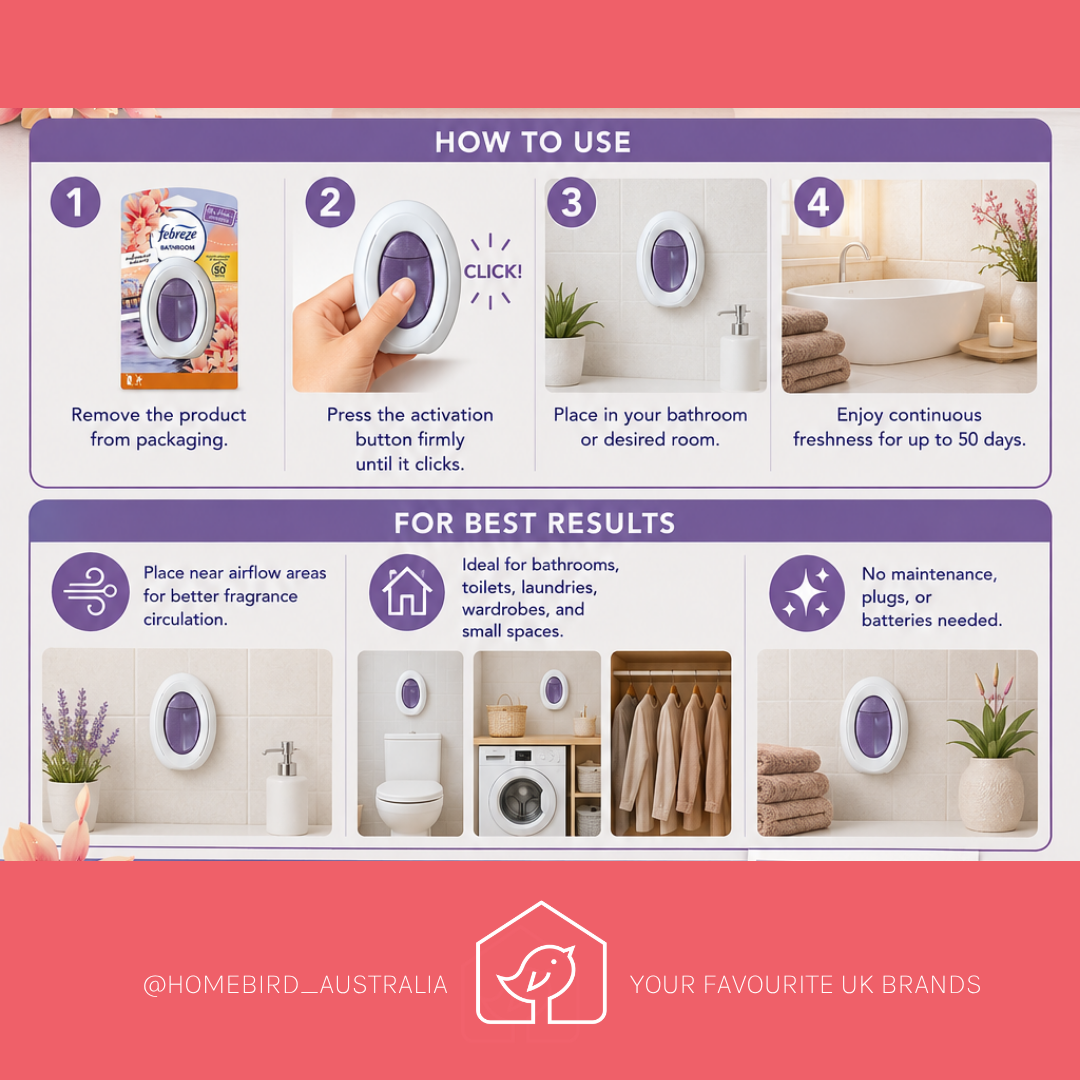 Febreze Bathroom Air Freshener - Limited Edition Mrs Hinch Midsummer Memories How to use