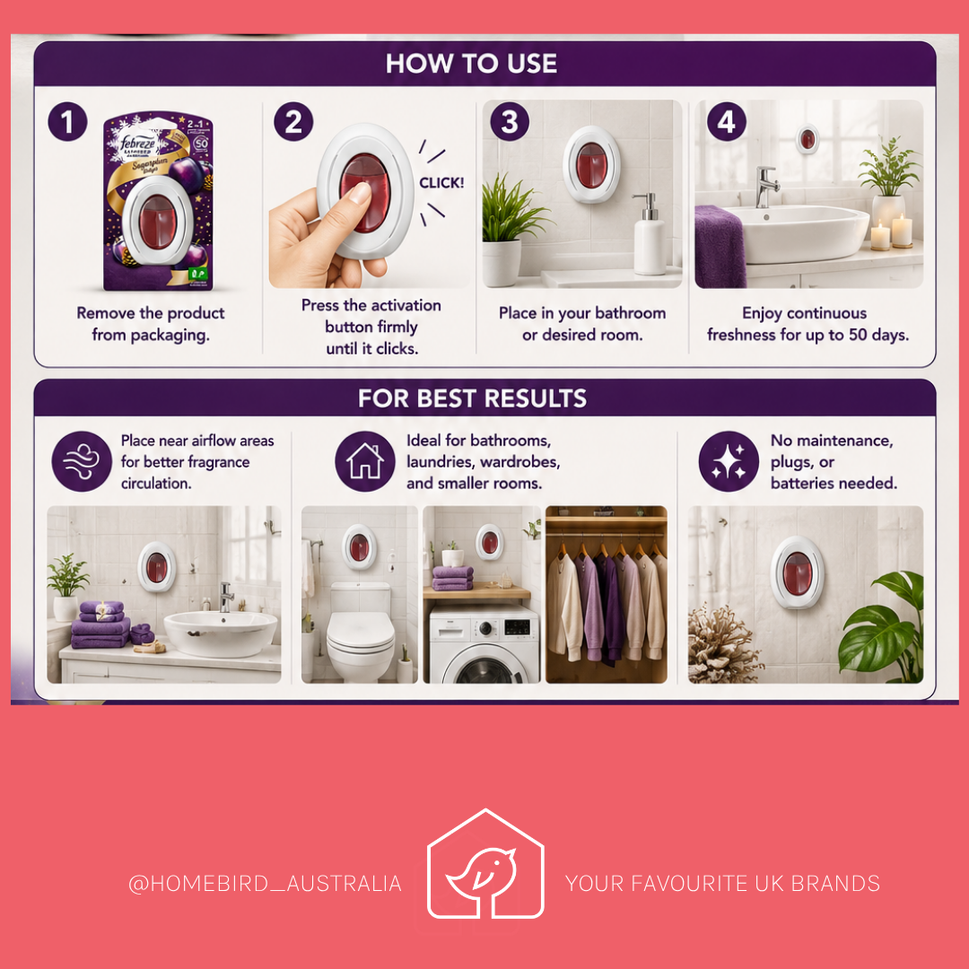 Febreze Bathroom Air Freshener - Sugar Plum How to use