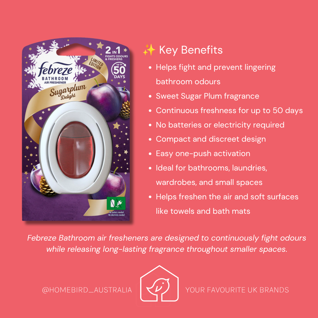 Febreze Bathroom Air Freshener - Sugar Plum benefits