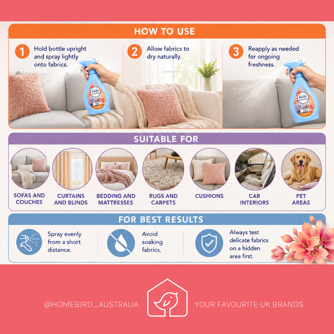 Febreze Fabric Spray - Limited Edition Mrs Hinch - Midsummer Memories How to Use