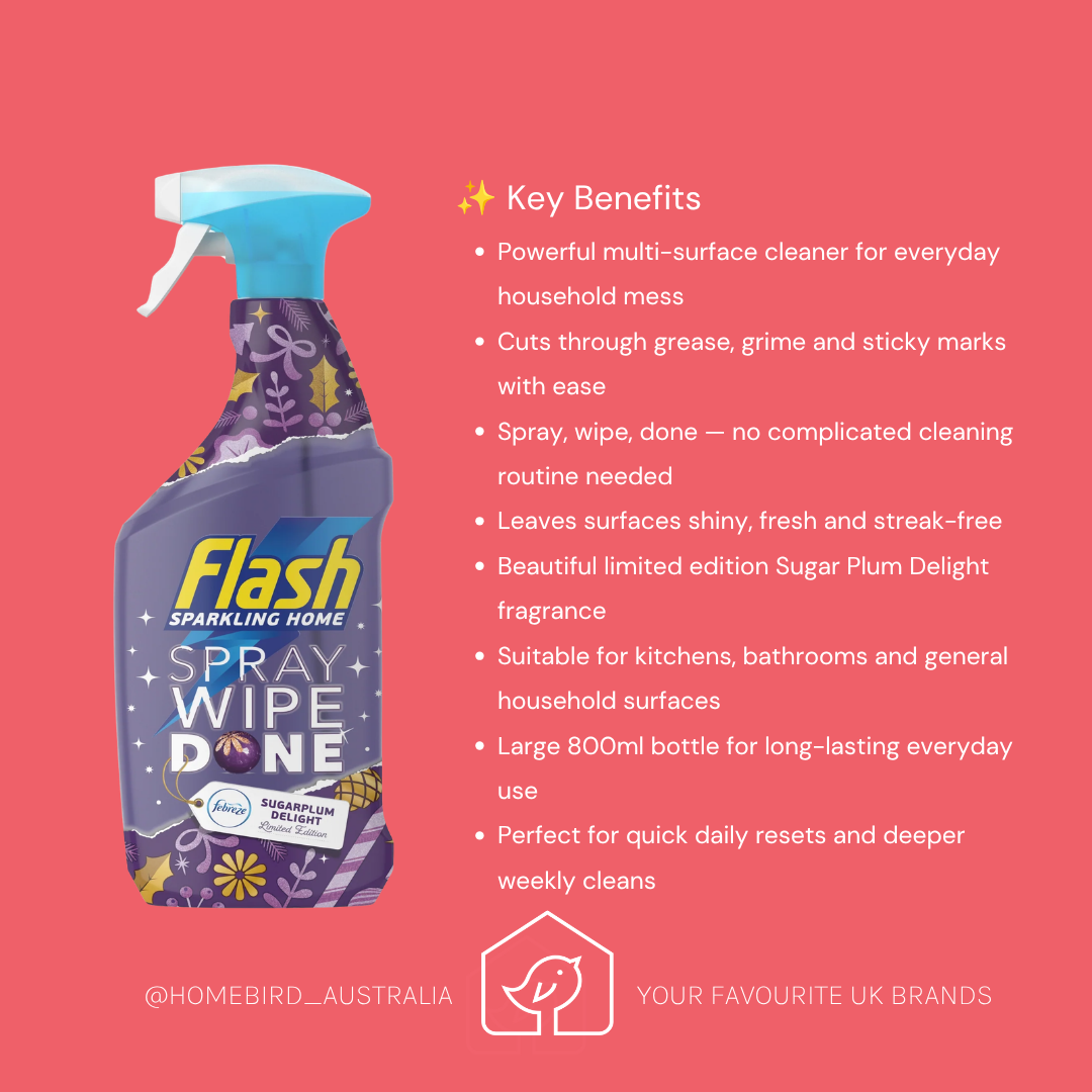 Flash - Spray, Wipe, Done - Limited Edition Sugar Plum Delight 800ml benefits