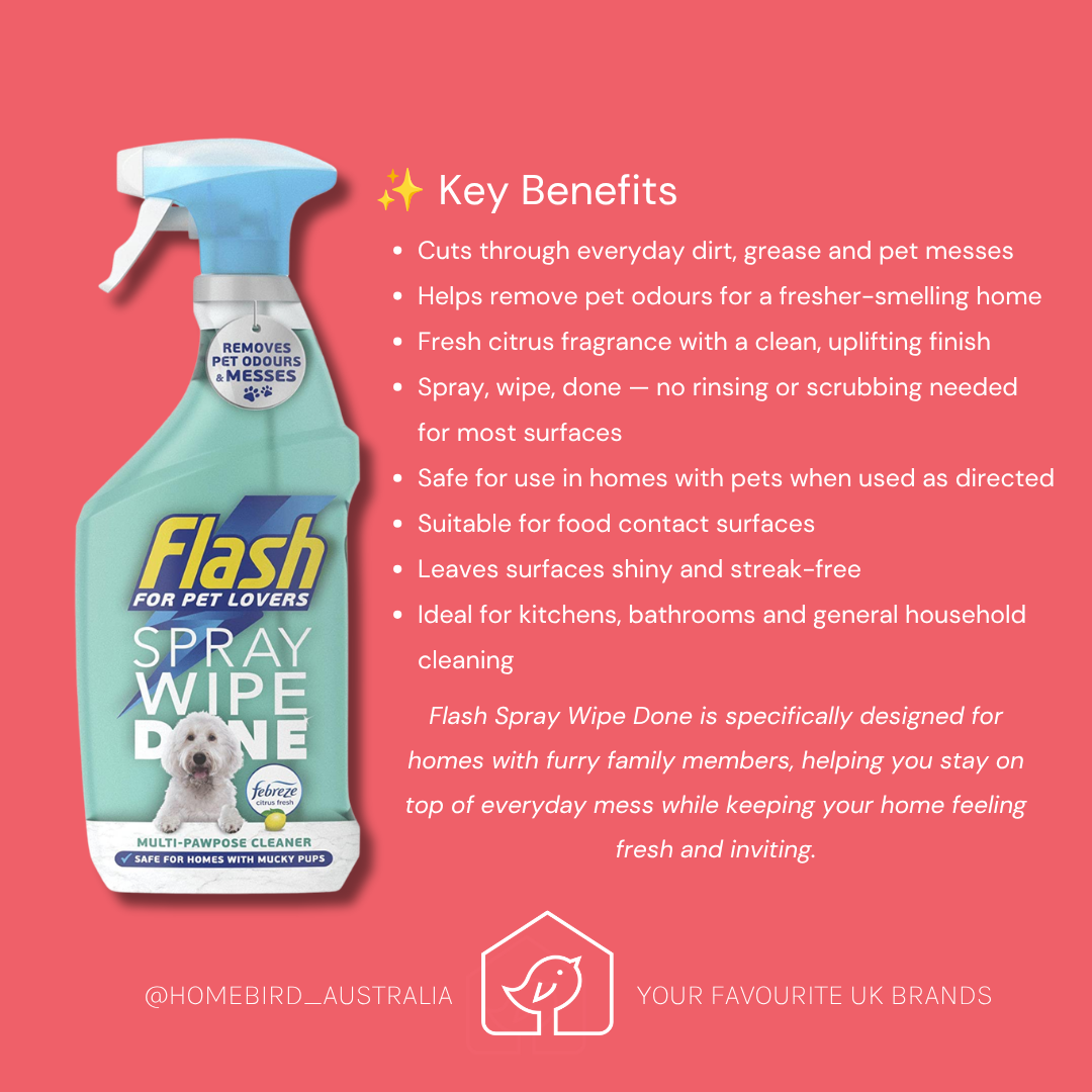 Flash Spray Wipe Done Citrus fresh for pets - 800ml Benefits