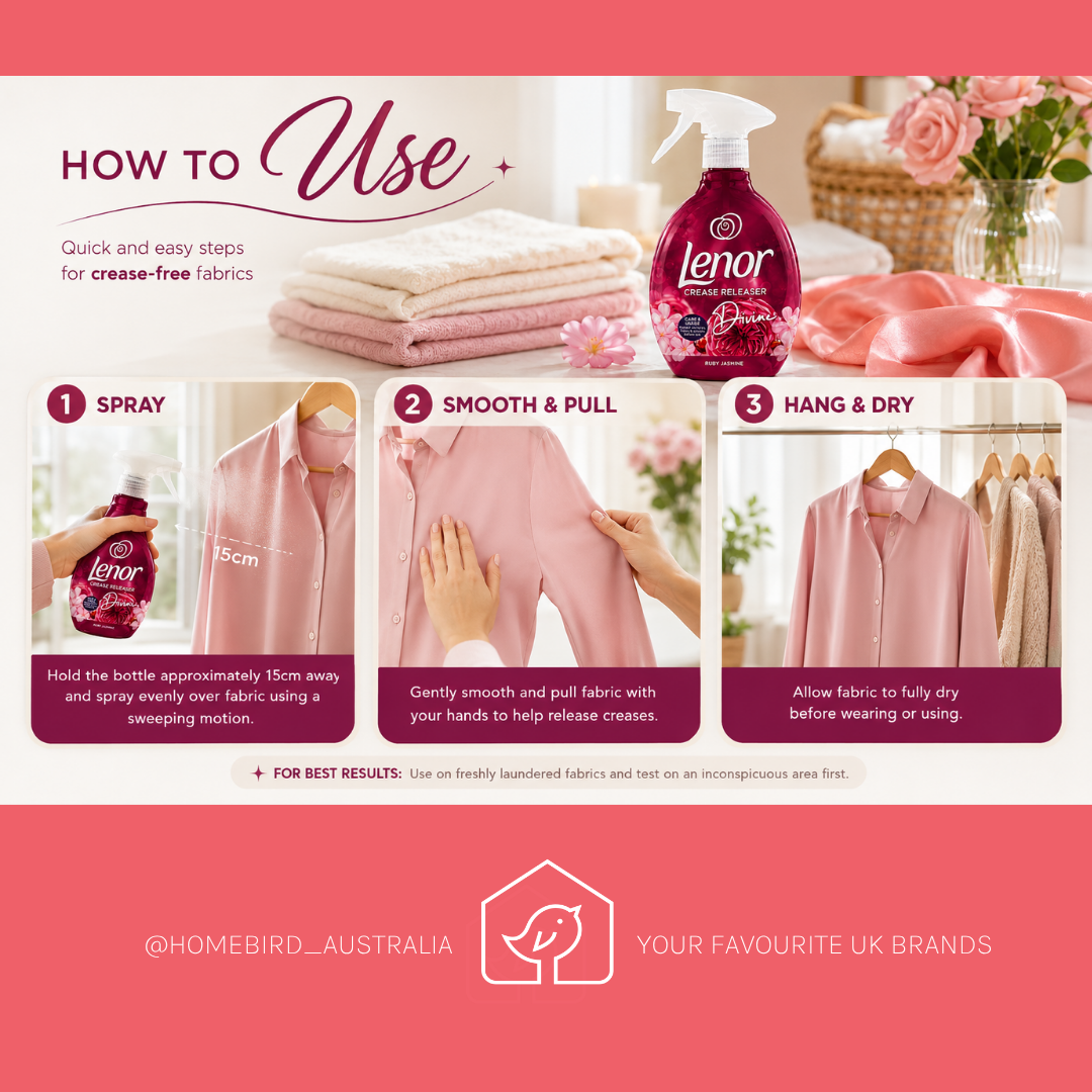 Lenor Crease Releaser Spray – Jasmine How to use