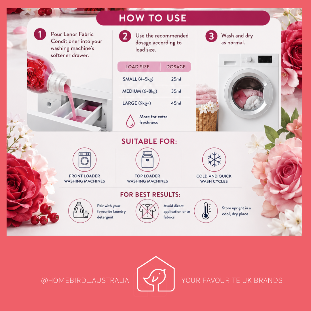 Lenor Fabric Conditioner - Jasmine & Berries (26w) How to use