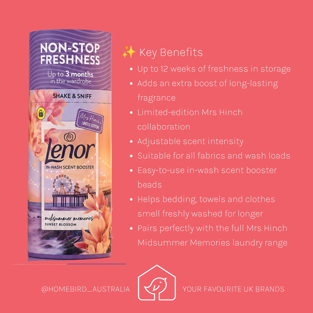Lenor Scent Booster Beads - Special Edition Mrs Hinch Midsummer Memories - 155g Benefits