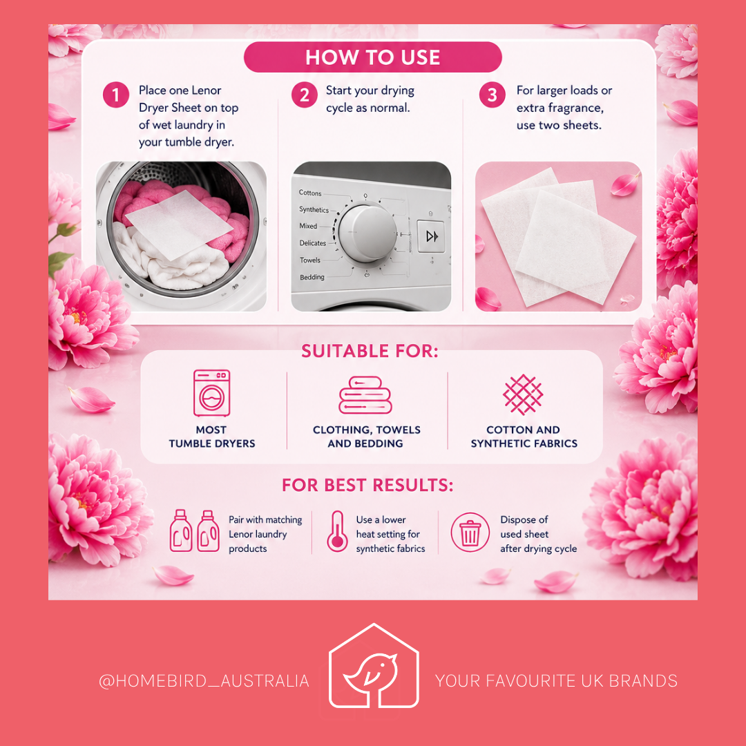 Lenor Tumble Dryer Sheets - Pink Blossom (34) How to use