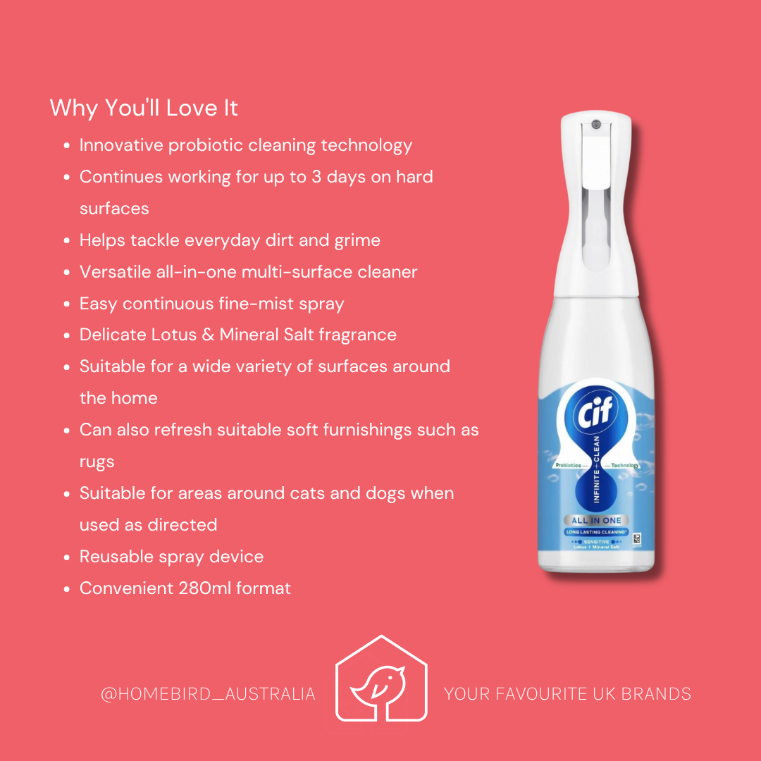 Cif Infinite Clean All in One Cleaner Spray – Lotus & Mineral Salt 280ml - Pre order for Mid October Shipping