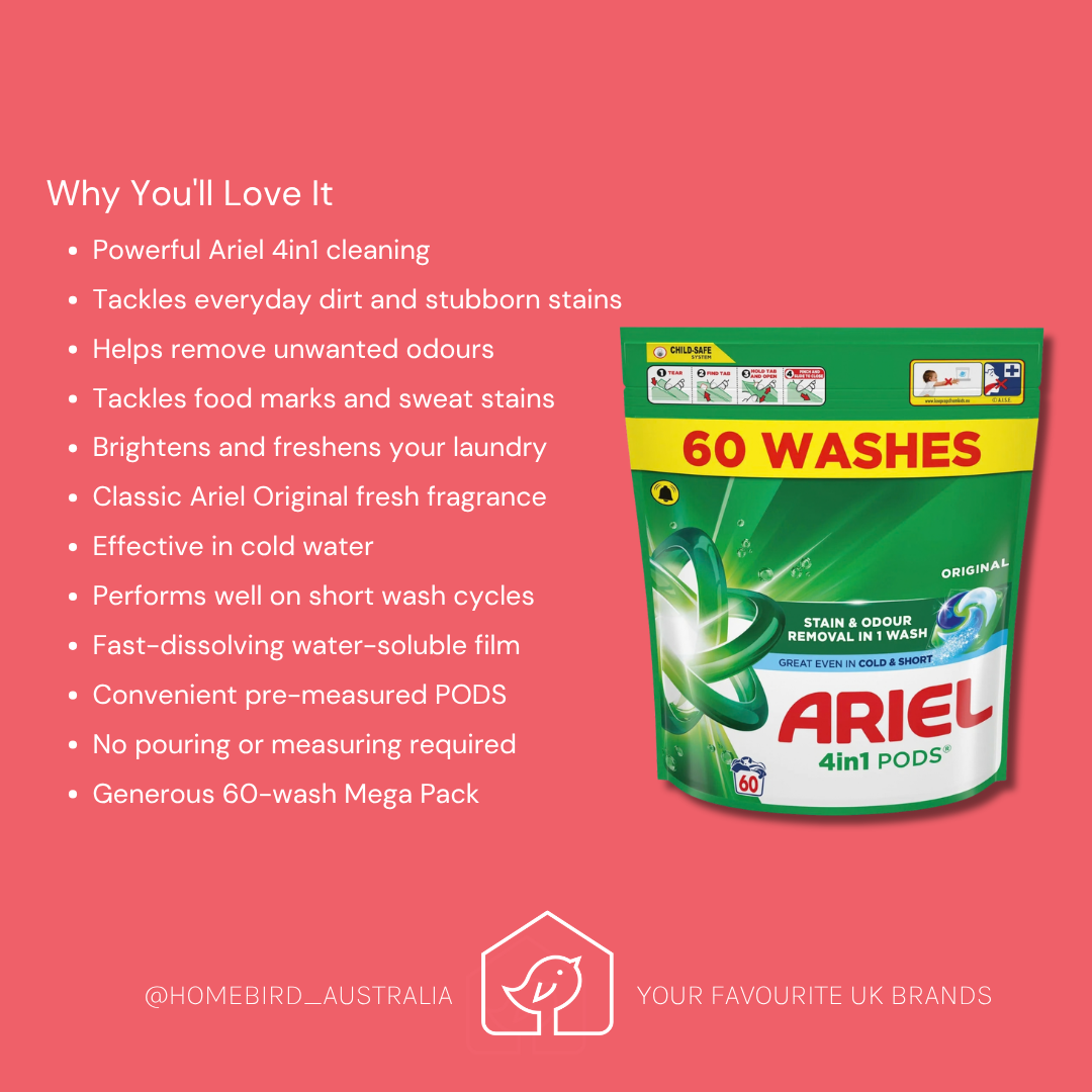 Ariel - 4 in 1 Pods - 60w - Mega Pack - Pre order for Mid October shipping