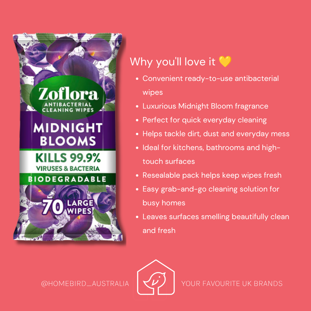 Zoflora Anti-Bac Cleaning Wipes - Midnight Bloom Benefits