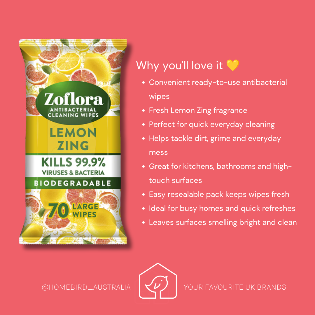 Zoflora Anti-Bac cleaning wipes - Lemon Zing Benefits