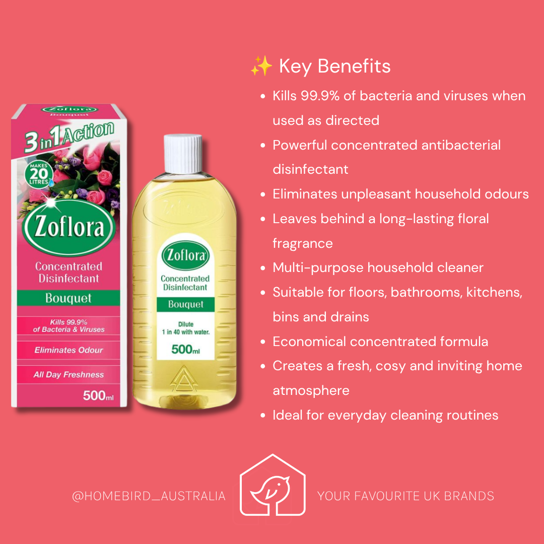 Zoflora Concentrate Disinfectant - Bouquet (500ml) Benefits