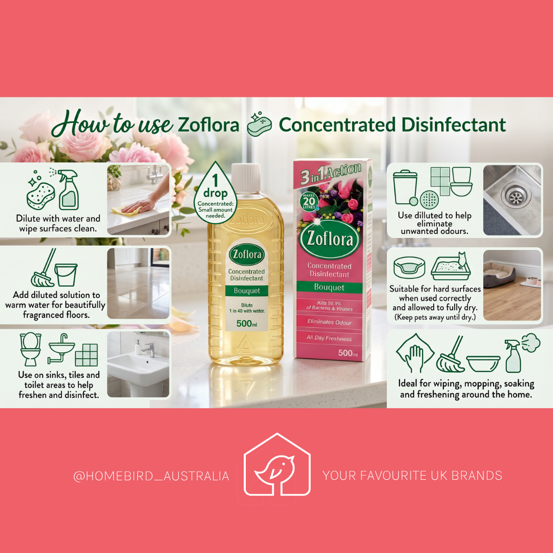 Zoflora Concentrate Disinfectant - Bouquet (500ml) How to use
