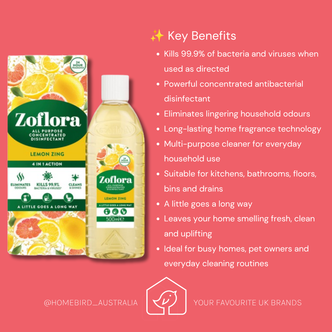 Zoflora Concentrated Disinfectant - 500ml - Lemon Zing Benefits
