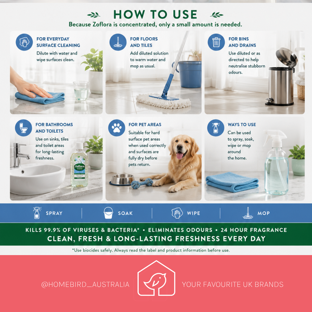 Zoflora Concentrated Disinfectant – Linen Fresh 500ml How to use