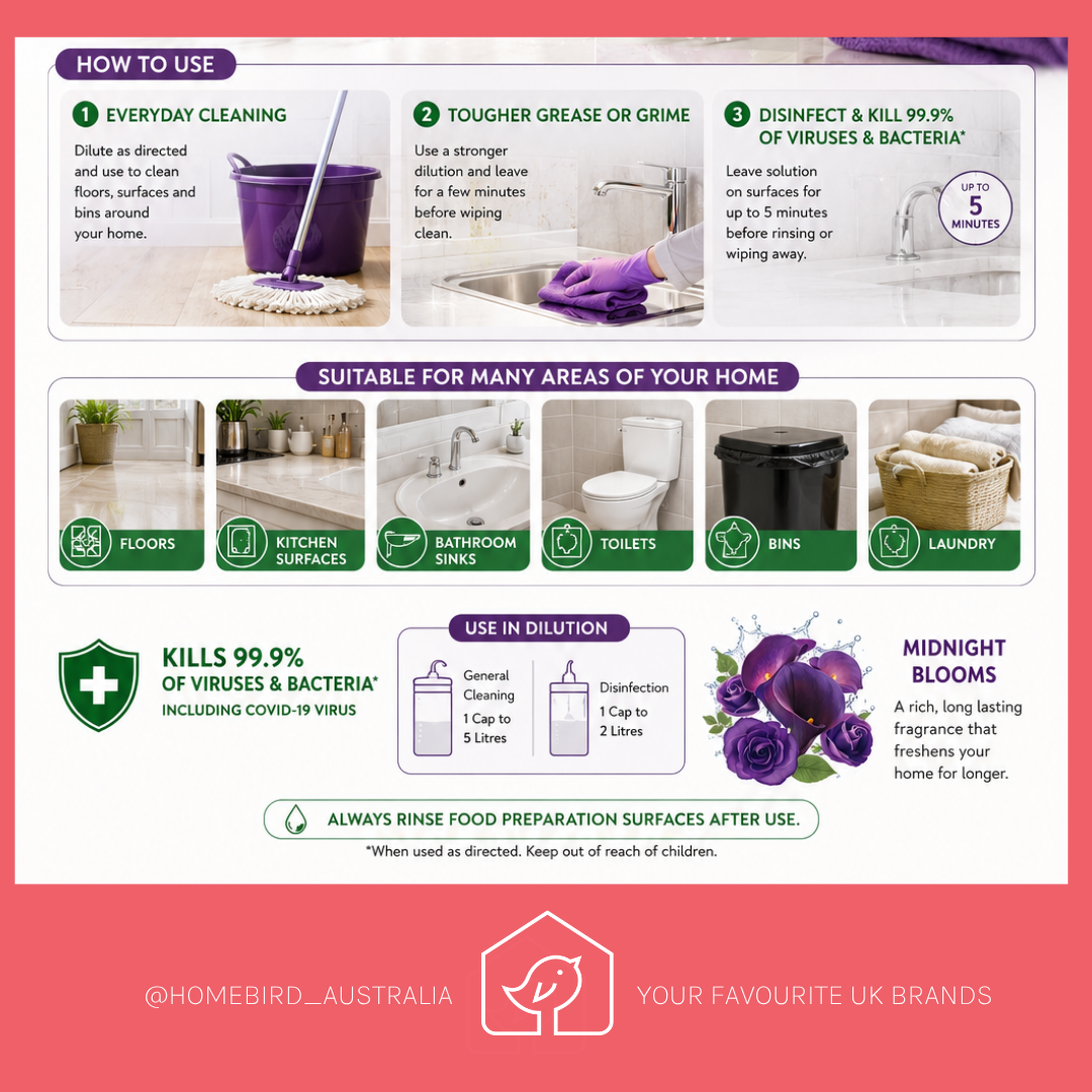 Zoflora Disinfectant - Midnight Blooms -250ml How to use