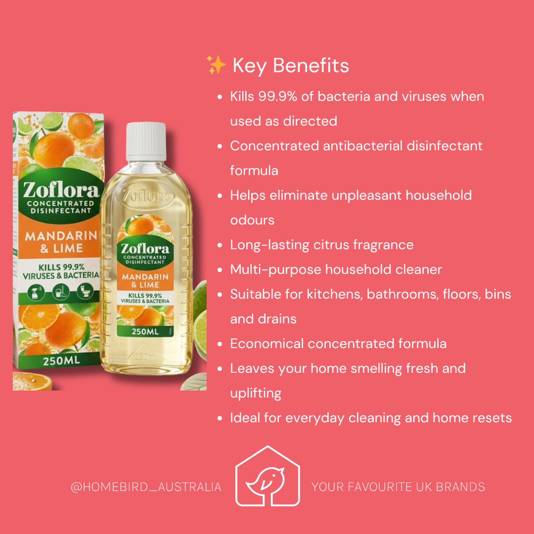 Zoflora Disinfectant – Mandarin & Lime 250ml benefits