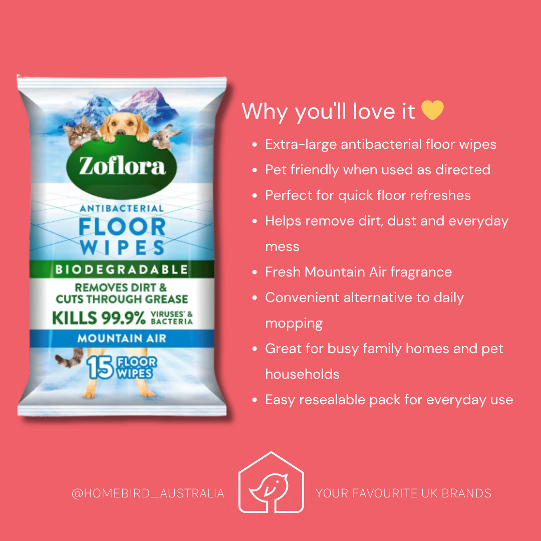 Zoflora Mountain Air - Anti Bac Large Floor Wipes (pet friendly) benefits