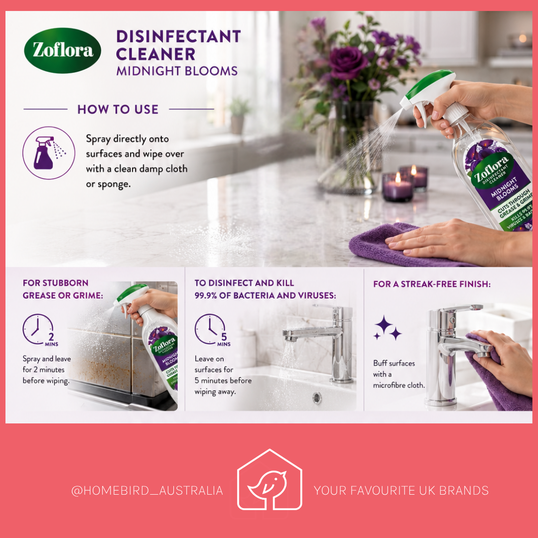 Zoflora Multi Purpose Disinfectant - Midnight Blooms 800ml How to use