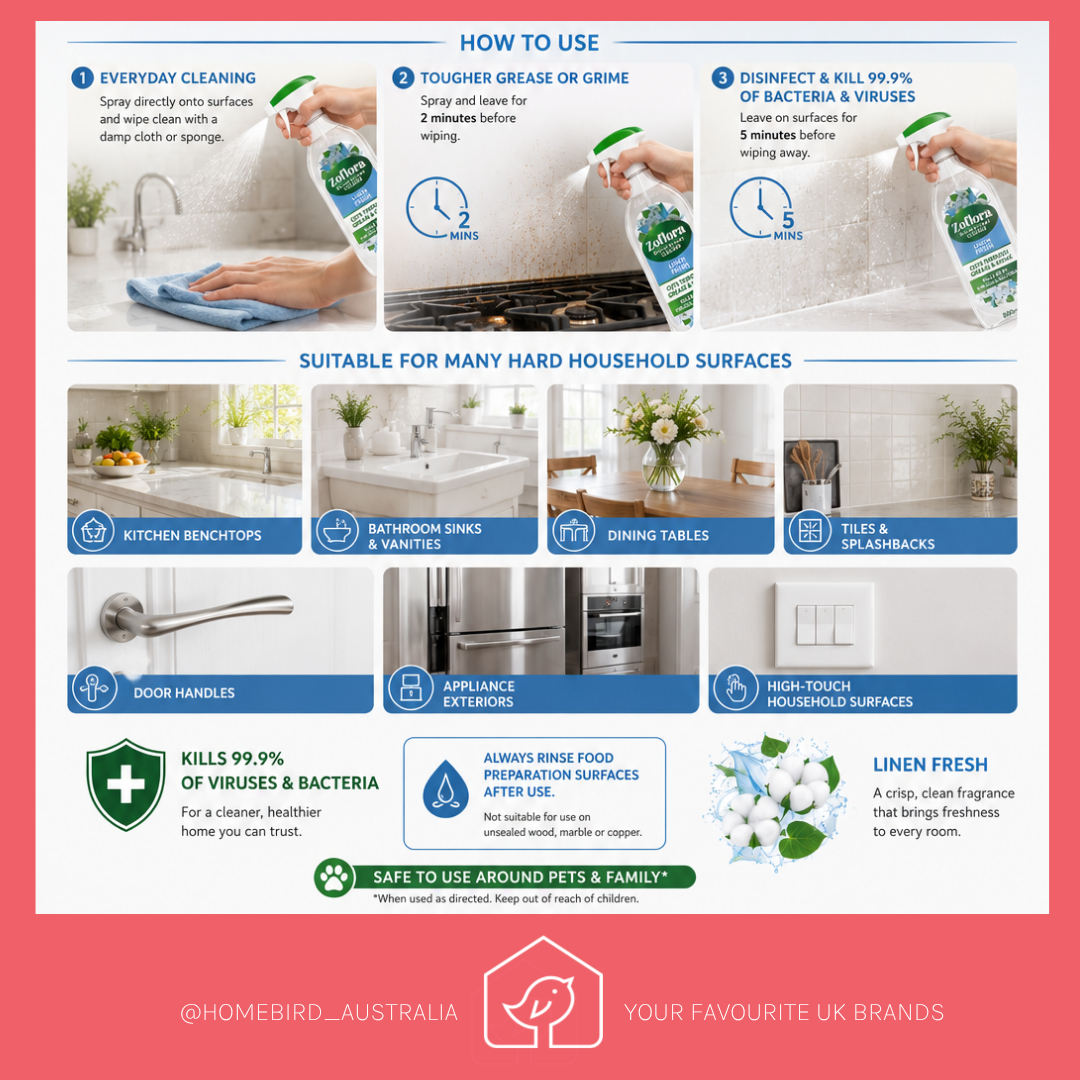 Zoflora Multi Purpose Disinfectant – Linen Fresh – 800ml How to use