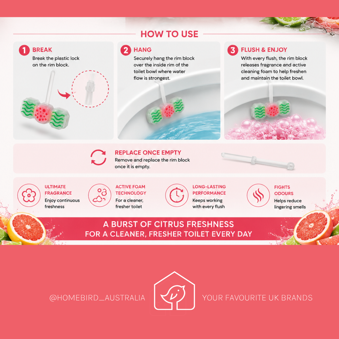 Zoflora Rim Block - Caribbean Grapefruit & Lime How to use