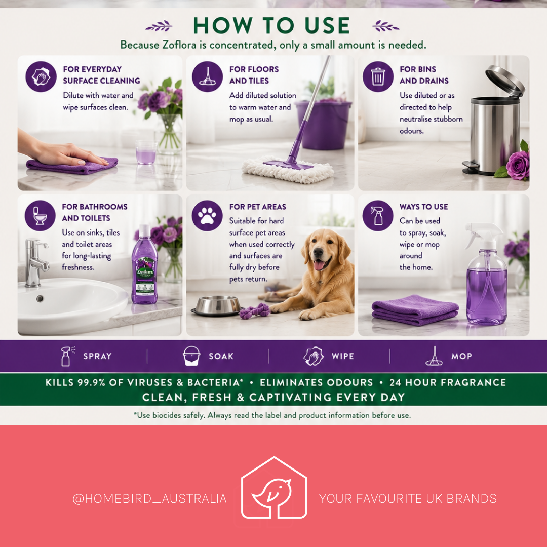 Zoflora concentrated Disinfectant - 500ml - Midnight Blooms How to use