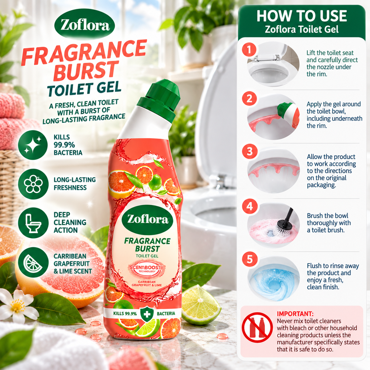 Zoflora Toilet Gel - Grapefruit & Lime