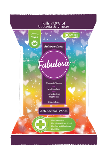 Fabulosa Anti-Bacterial Wipes - Rainbow Drops (80 Pack)